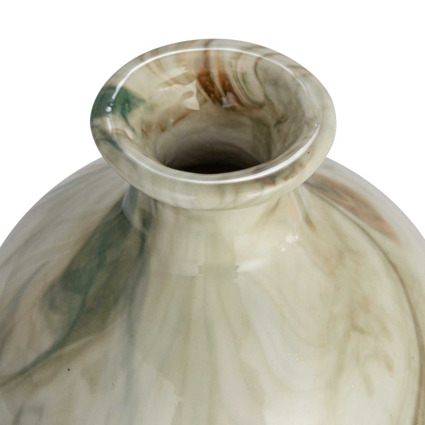 Green Stoneware Vases with Marbled Designs (Set of 3 Sizes)