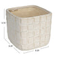 A white stoneware planter with a debossed woven grid pattern.