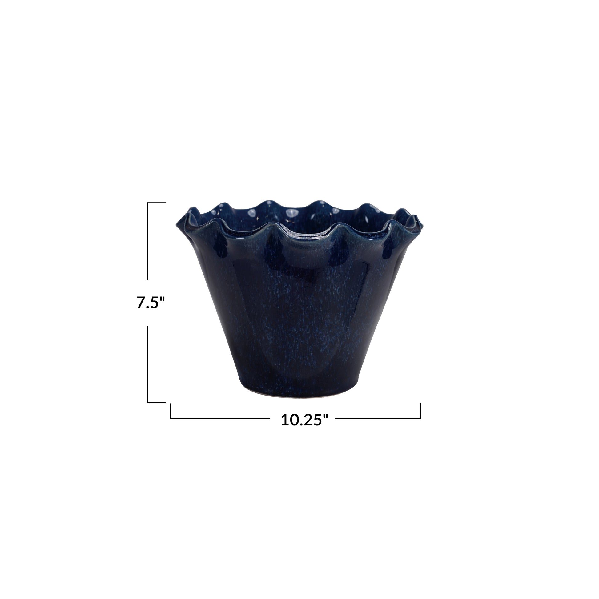 ceramic flower planter Stoneware Planter with Ruffled Edge