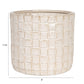 Cream Round Stoneware Planter with Woven Pattern in Reactive Glaze