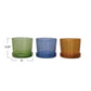 Three colored glass with dimensions on a white background