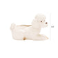 Hand-painted stoneware poodle planter with vintage reproduction design in white, brown, and black