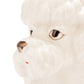 Hand-painted stoneware poodle planter with vintage reproduction design in white, brown, and black