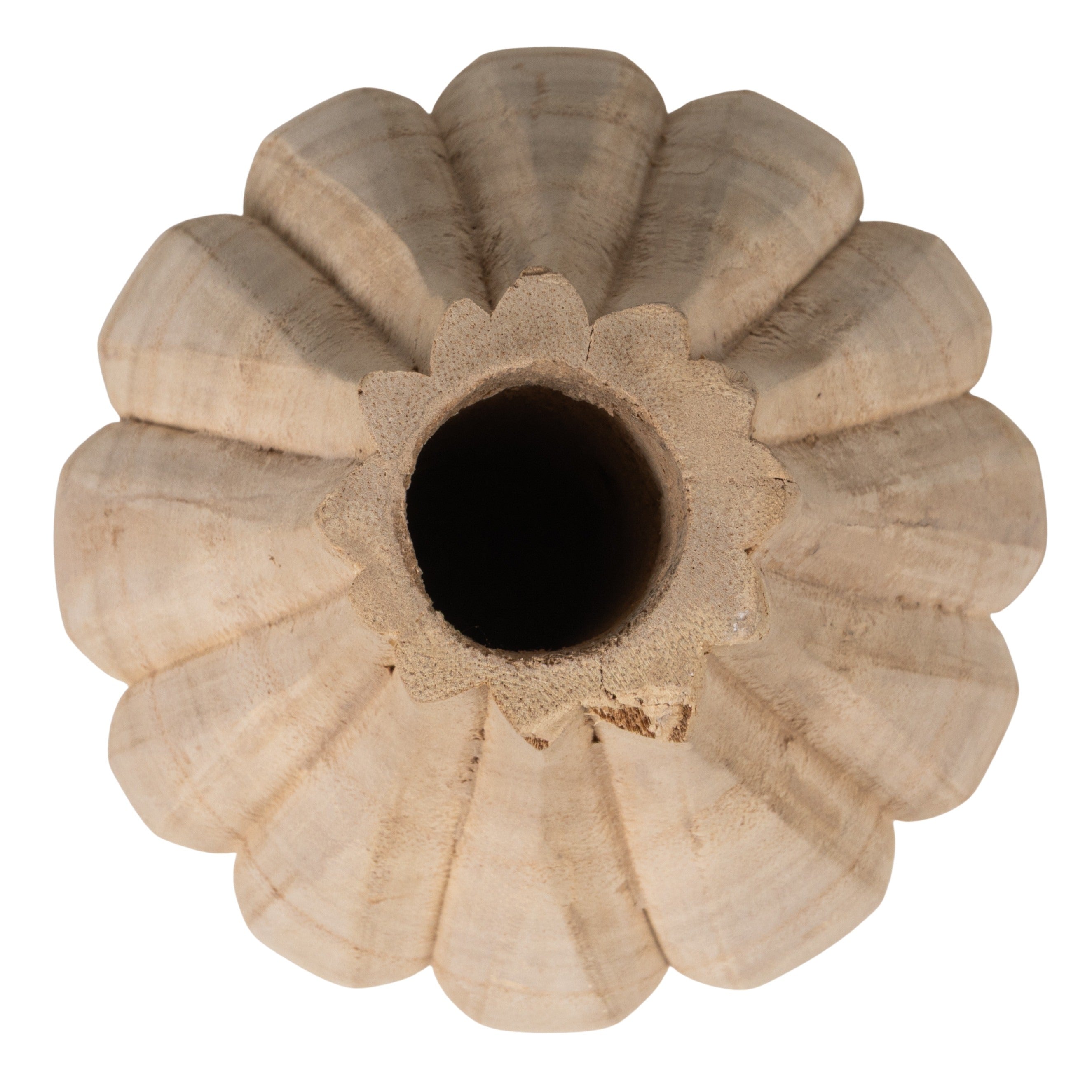 Decorative Carved Paulownia Wood Vase | Ferry-Morse Décor