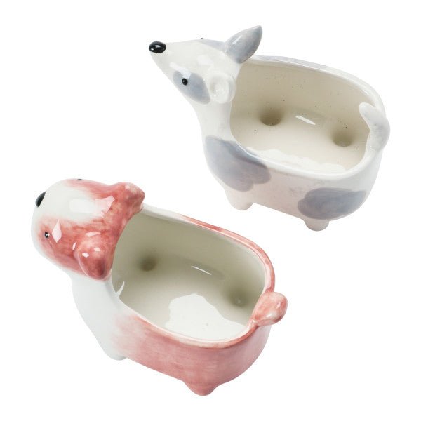 dog proof plant pots Decorative Dolomite Dog Shaped Planter, Set of 4