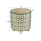 Green & White Footed Stoneware Planter with Abstract Print