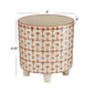 Rust & White Footed Stoneware Planter with Abstract Print