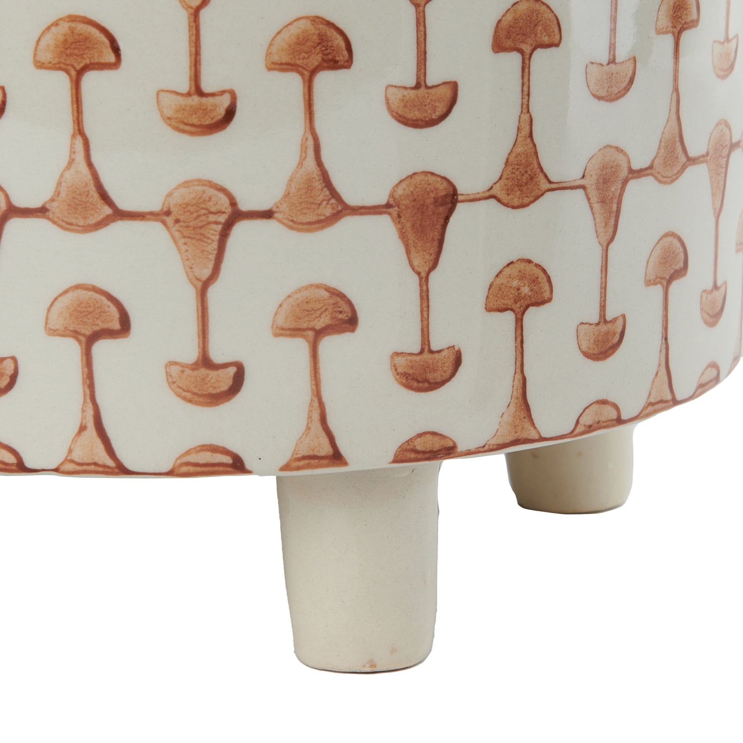 Rust & White Footed Stoneware Planter with Abstract Print