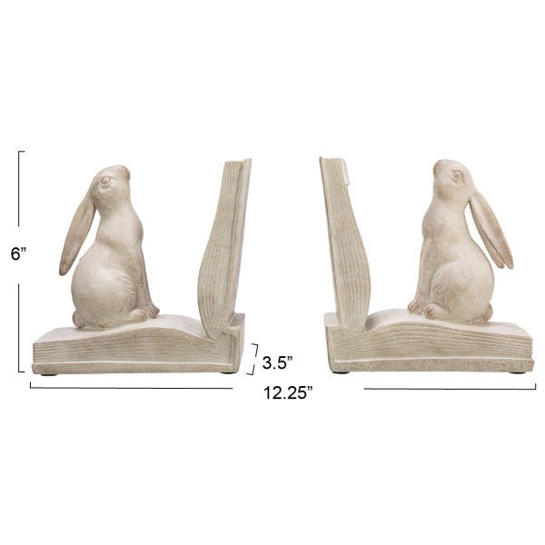 White Bunny Rabbit Bookends (Set of 2) | Cottage Core Bookends – Ferry ...