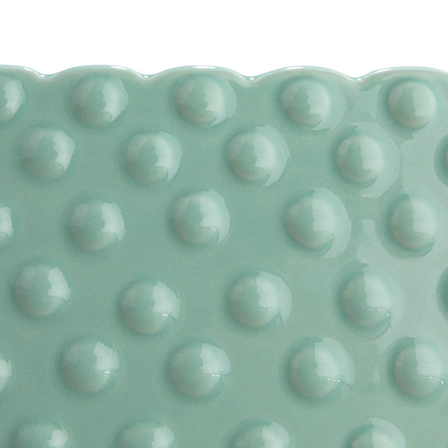 Mint Ceramic Hobnail Planter with Scalloped Edge & Polka Dots