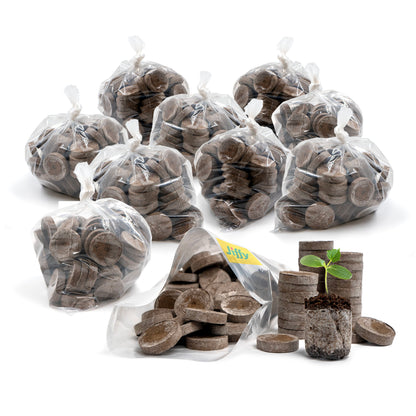 Jiffy brand peat pellets designed for seed starting.