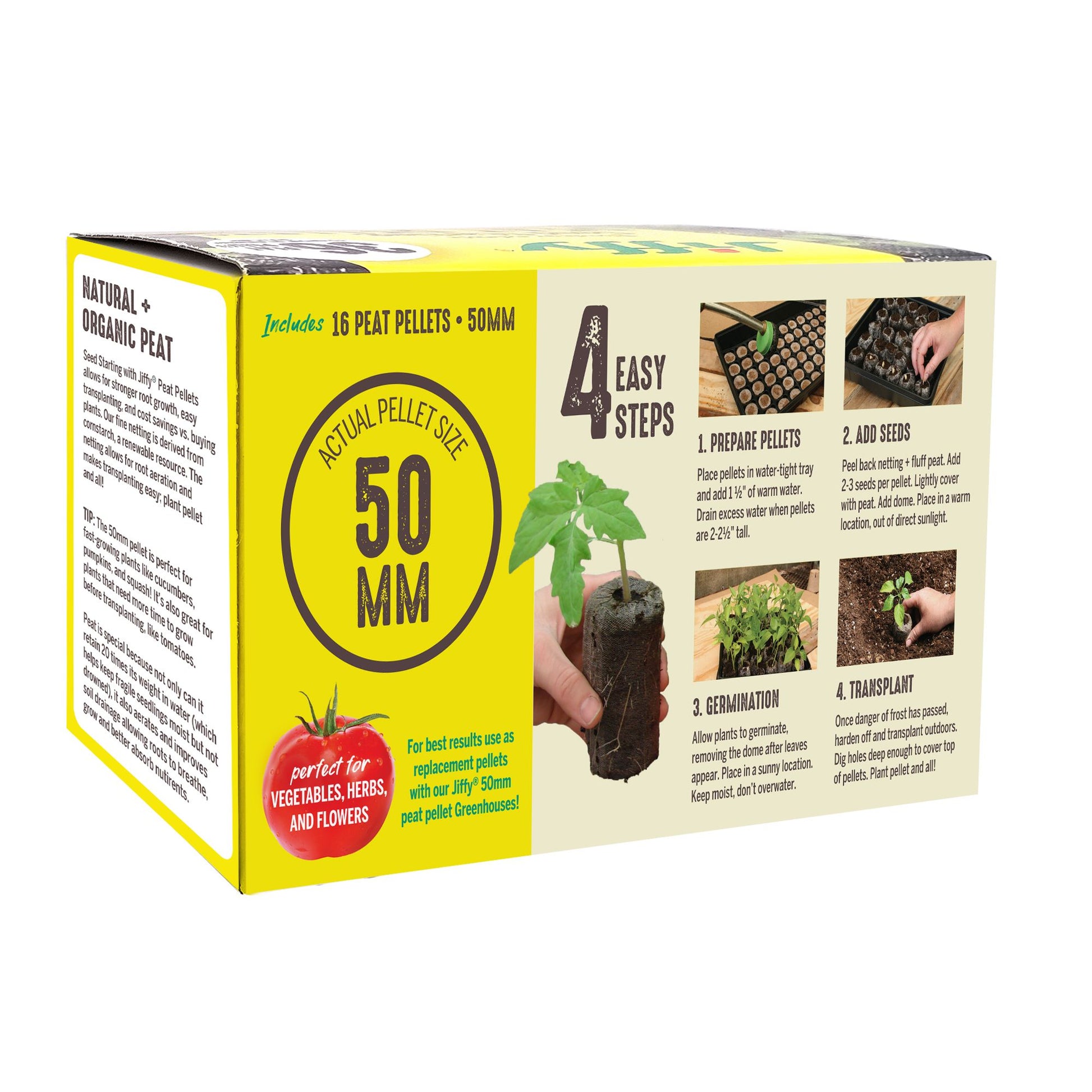 A pack of Jiffy brand peat pellets designed for seed starting