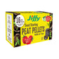 A pack of Jiffy brand seed starting peat pellets, with 16 pellets refill packaging, suitable for tomatoes and peppers.