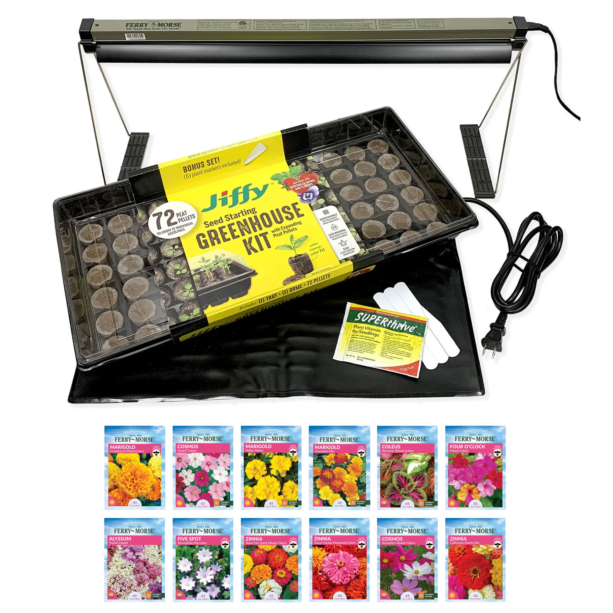 Complete Indoor Growing Seed Starting Kit, Annual Flower Seeds - Ferry - Morse