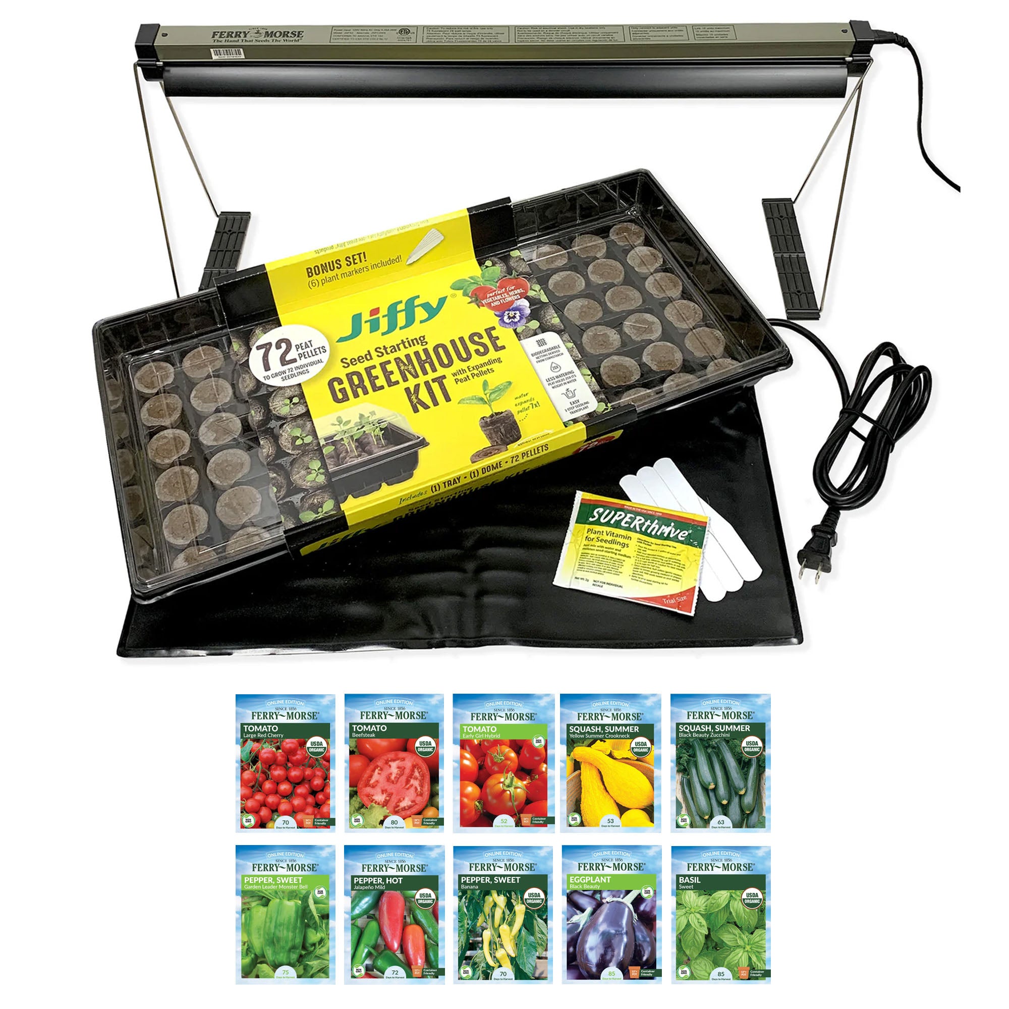 Complete Indoor Growing Seed Starting Kit, Vegetable Seeds - Ferry - Morse
