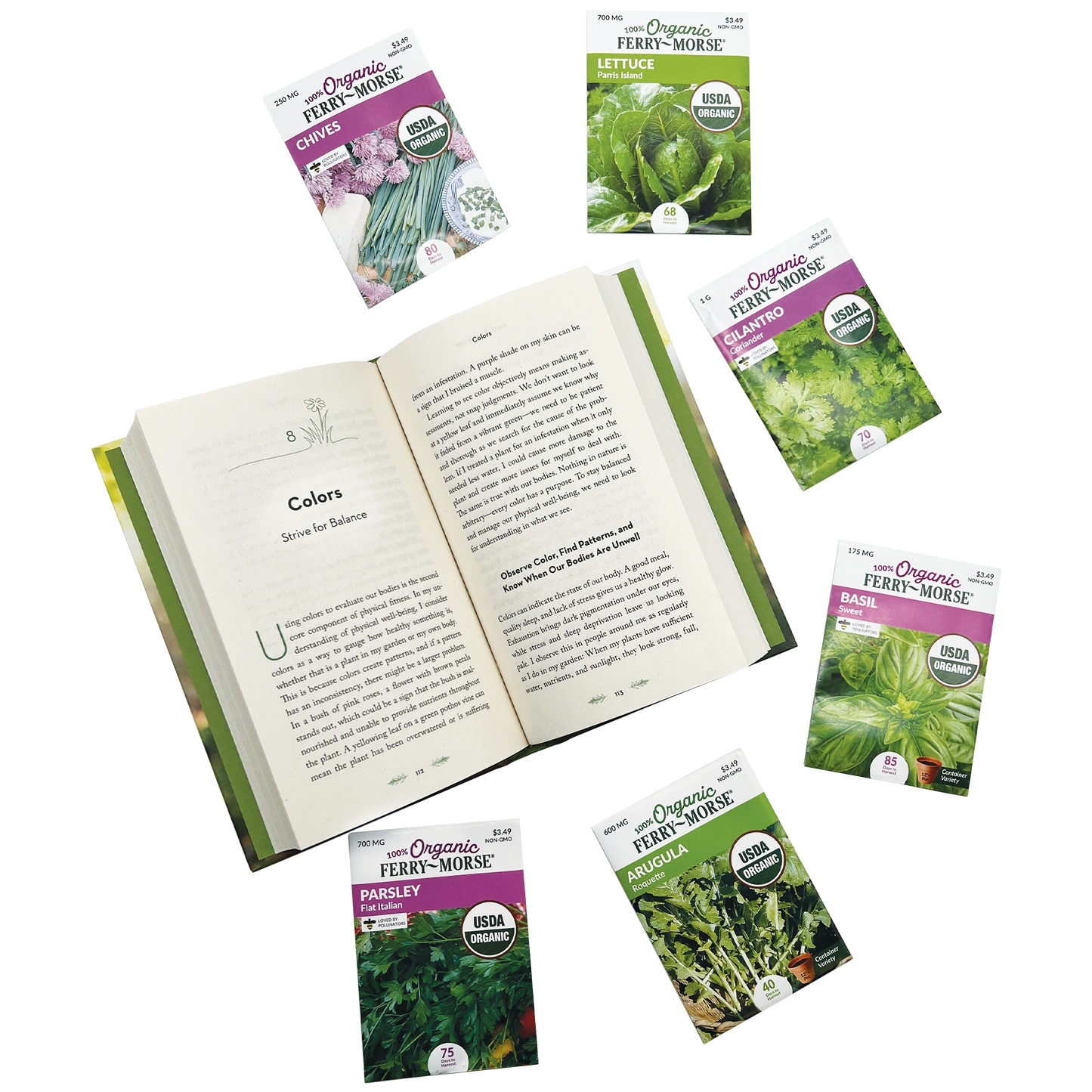 "How to Grow" Book by Marcus Bridgewater & Ferry-Morse Organic Seeds Gift Set