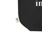 Black product with a certification label on a white background
