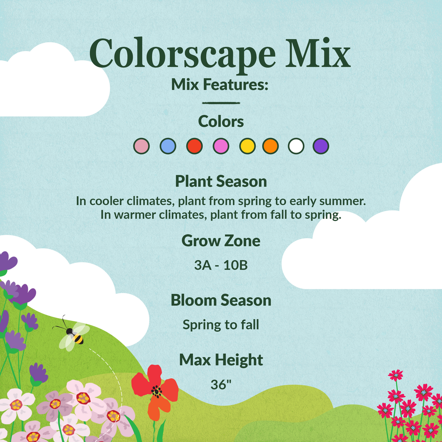 Colorscape Mix Bulk Flower Seeds, 1lb