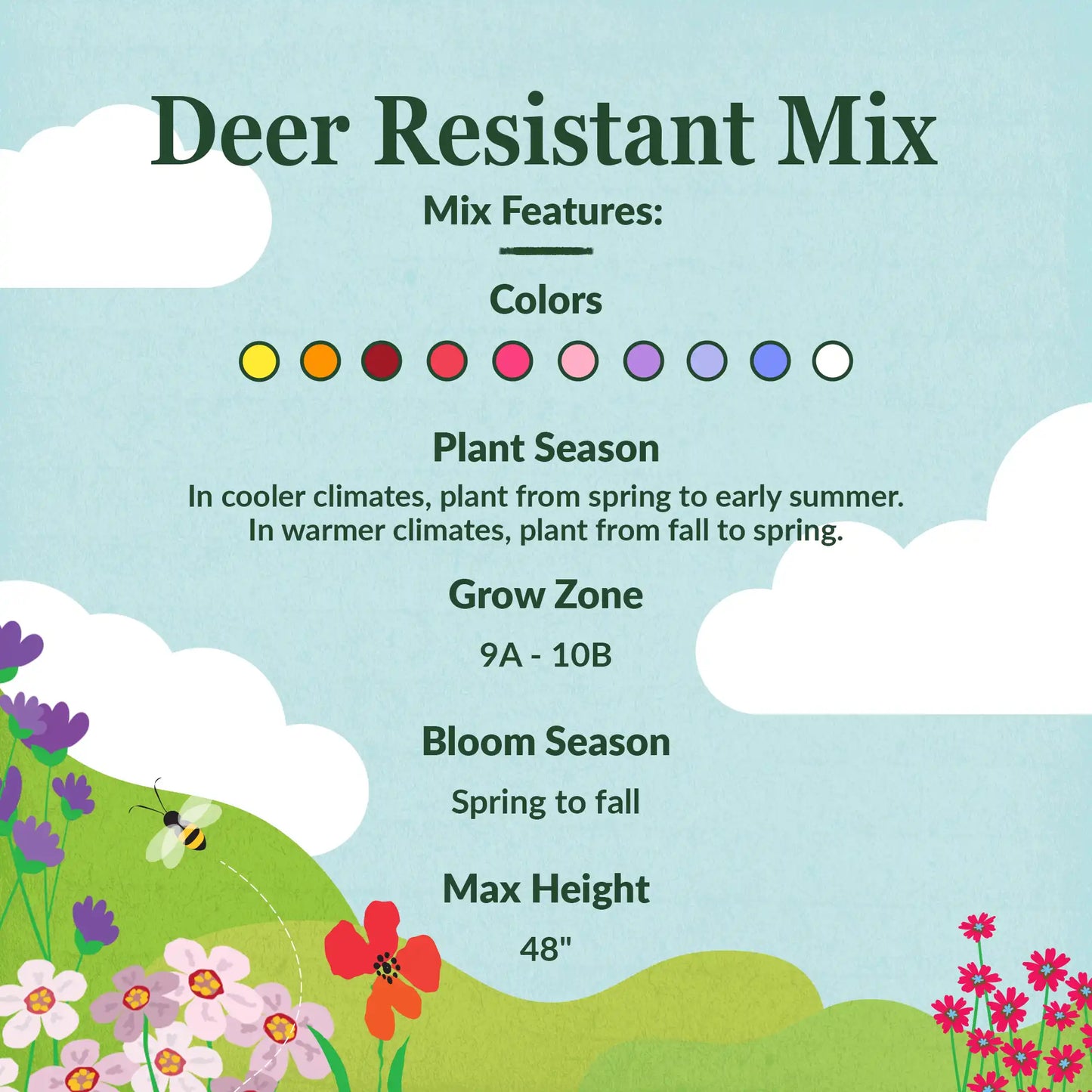 Deer Resistant Mix Bulk Wildflower Seeds, 1lb