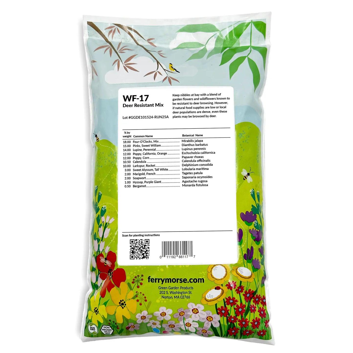 Deer Resistant Mix Bulk Wildflower Seeds, 1lb