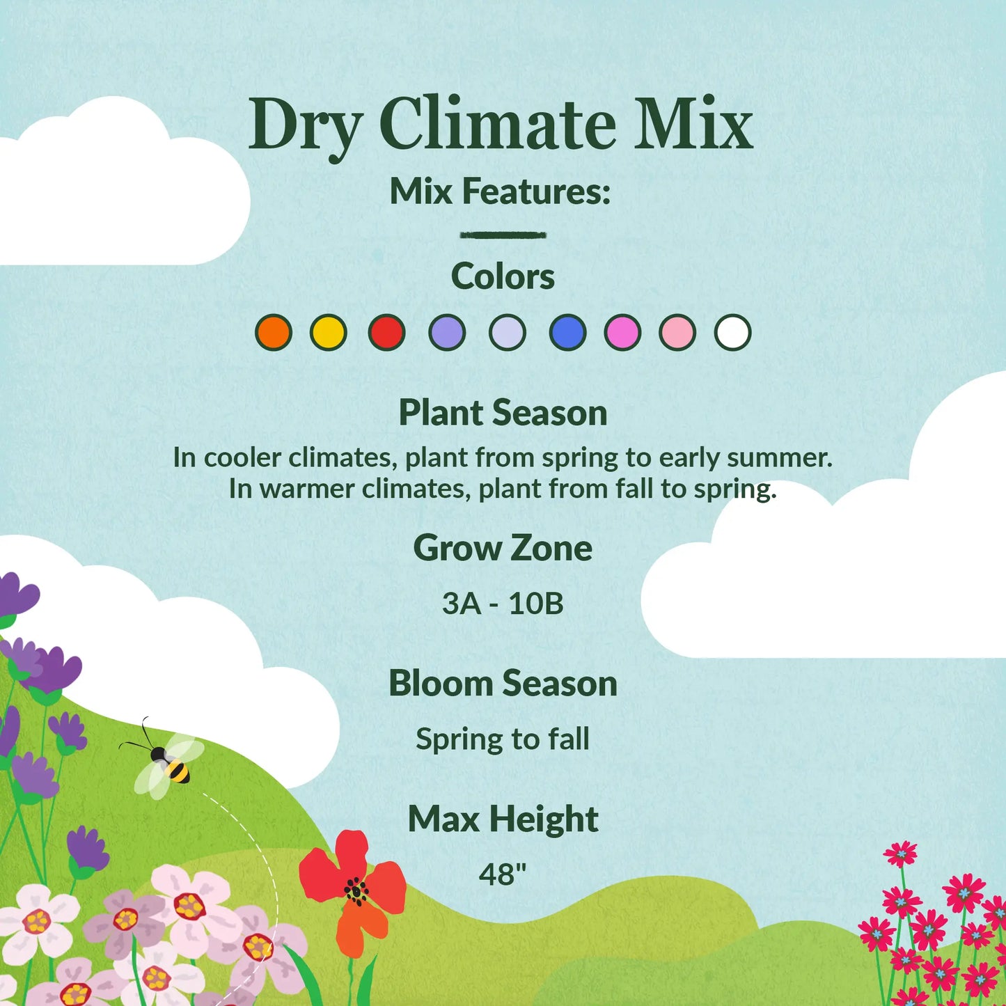Dry Climate Mix Bulk Wildflower Seeds, 1lb
