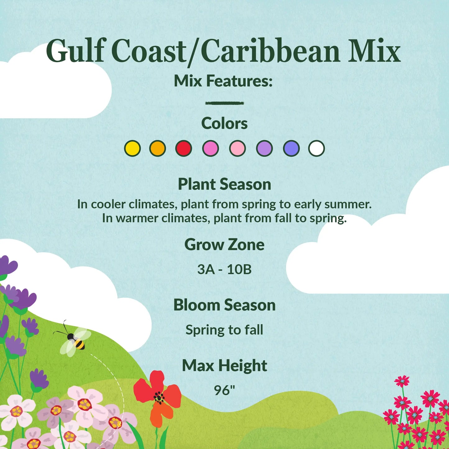 Gulf Coast-Caribbean Mix Bulk Wildflower Seeds, 1lb
