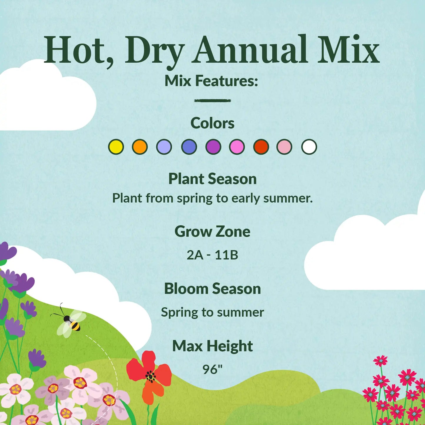 Hot, Dry Annual Mix Bulk Wildflower Seeds, 1lb