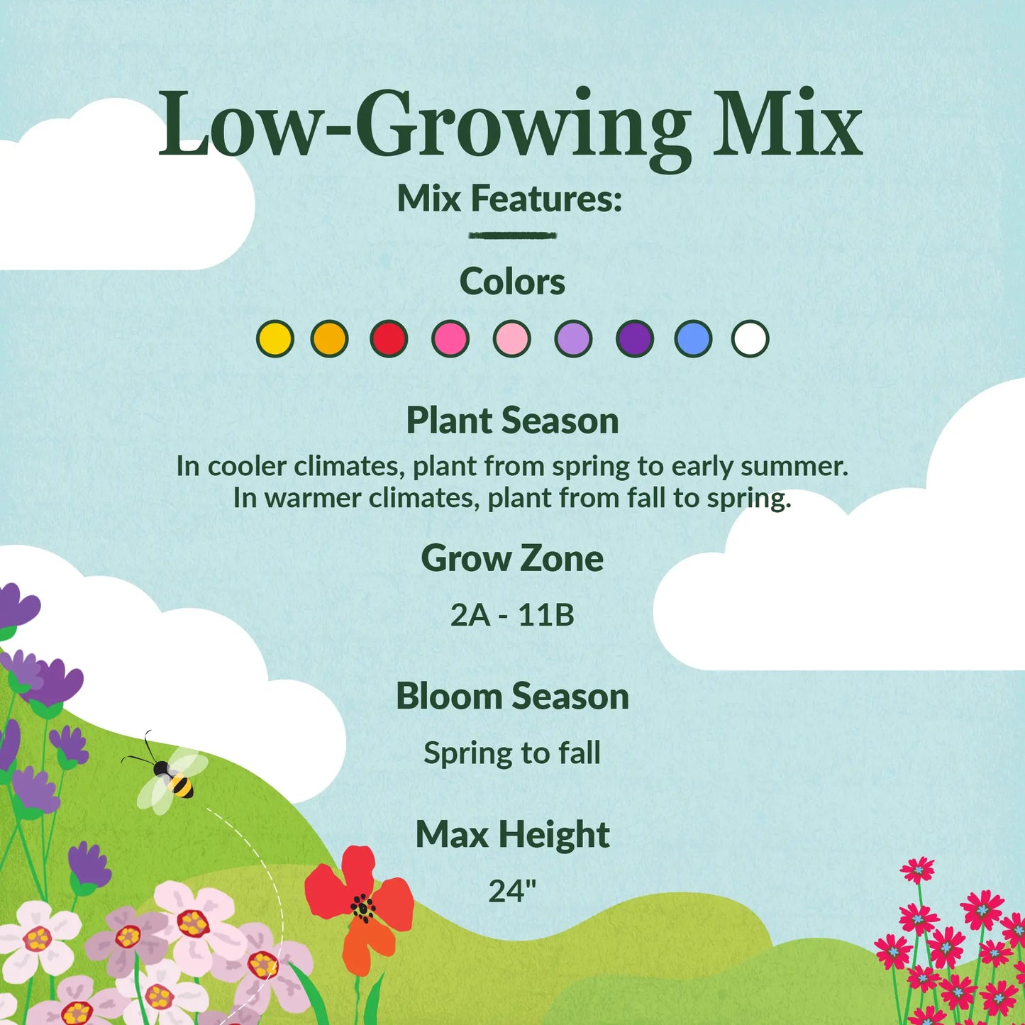 Low-Growing Mix Bulk Flower Seeds, 1lb