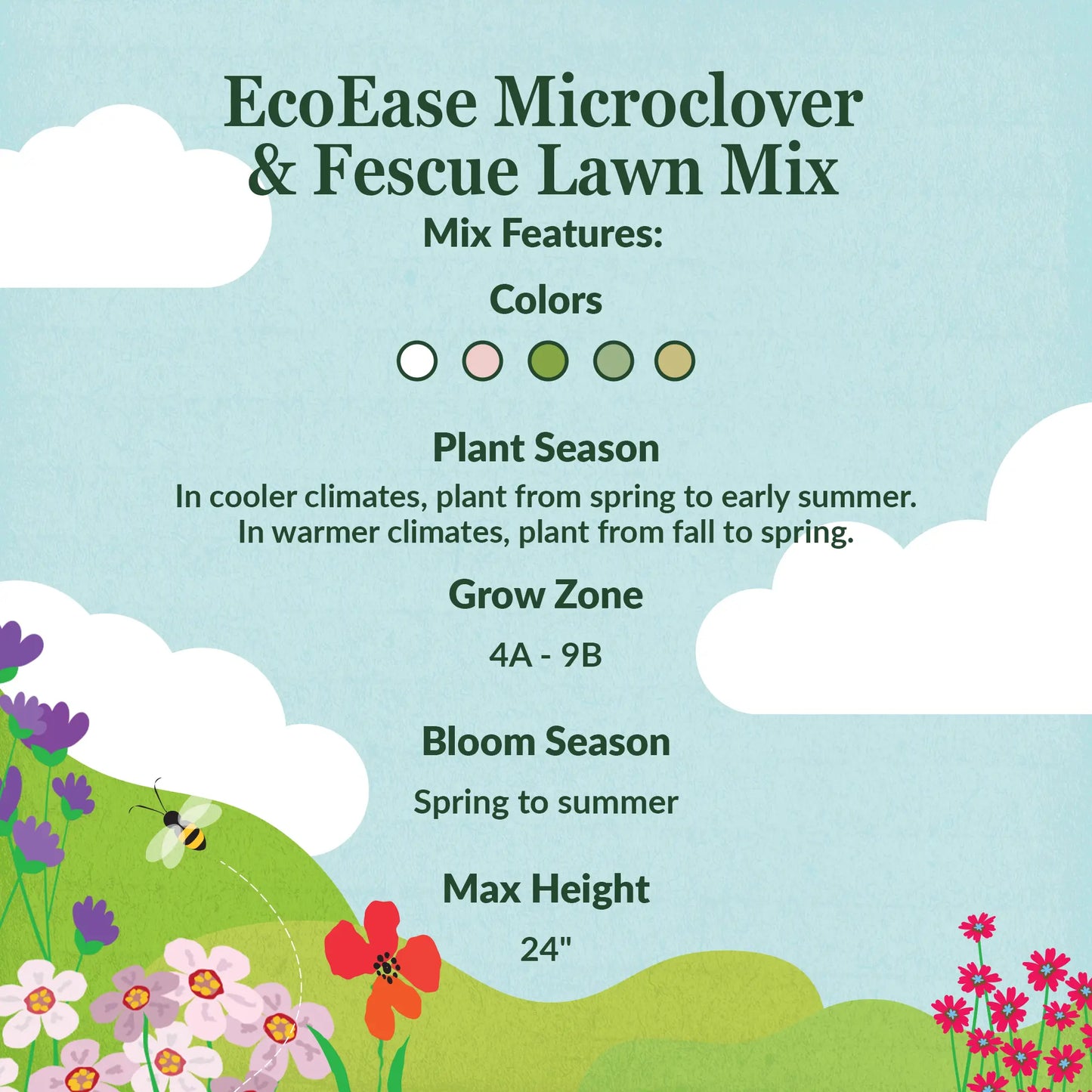 EcoEase Microclover and Fescue Mix Bulk Wildflower Seeds, 1lb