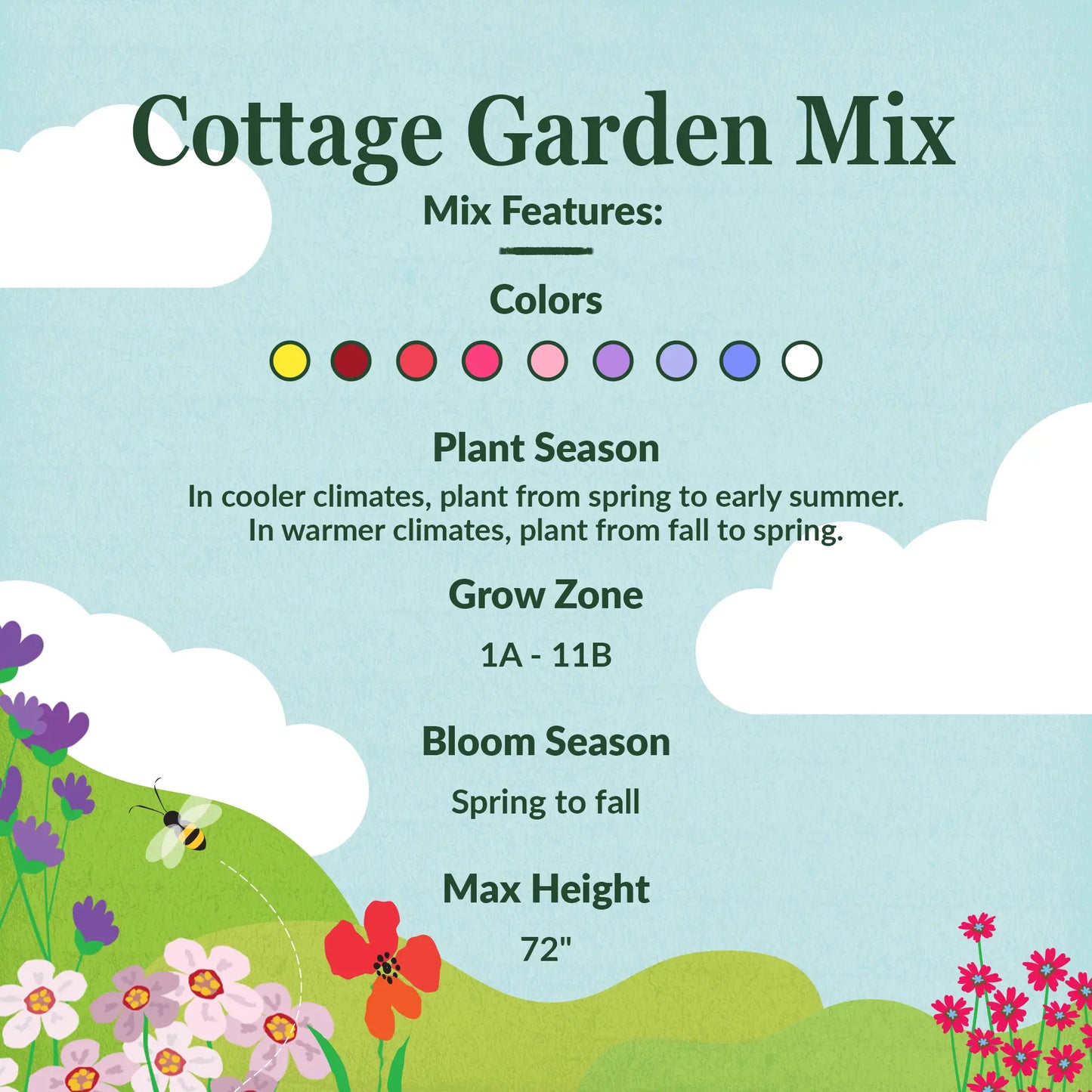 Cottage Garden Mix Bulk Flower Seeds, 1lb