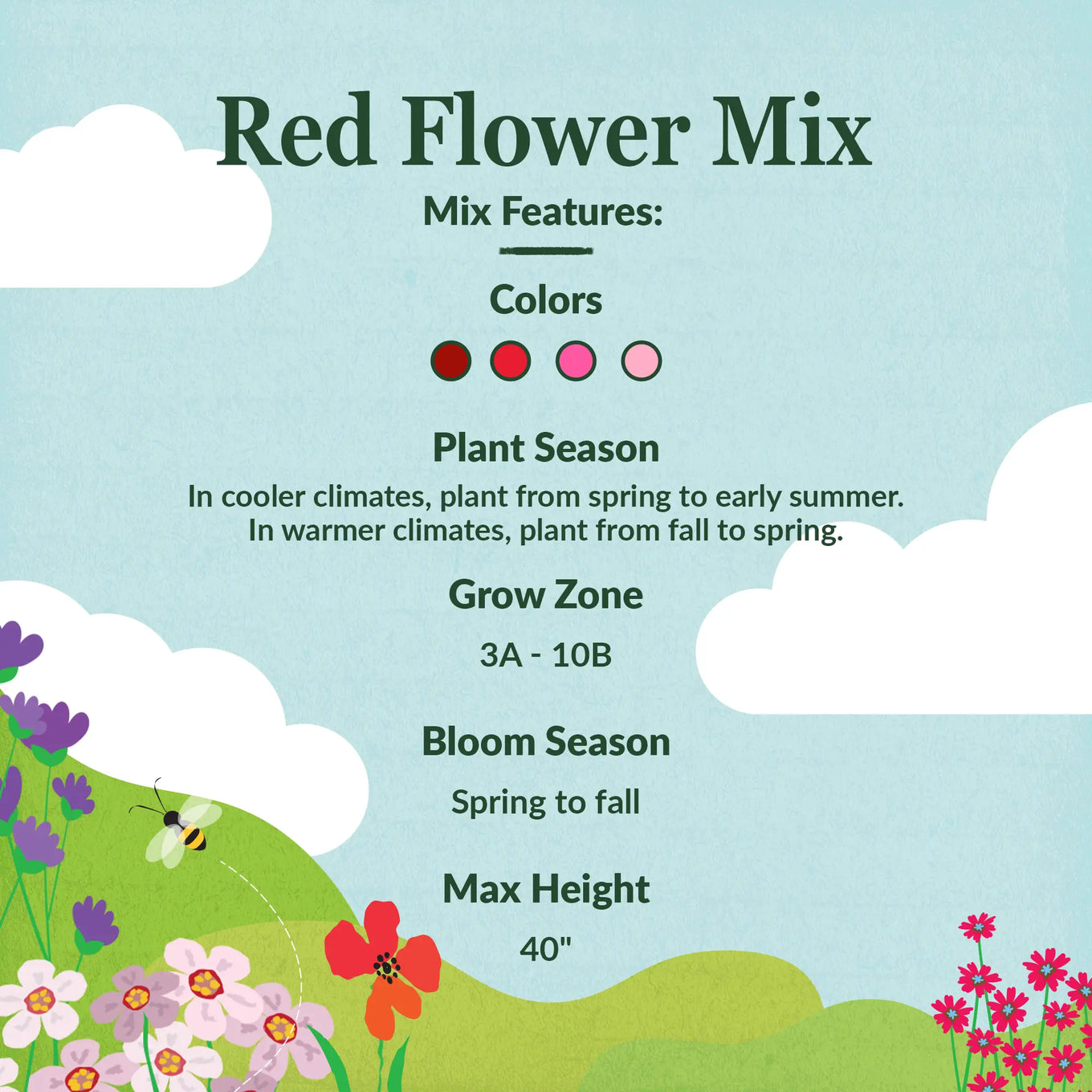 from seed to plant summary Ferry-Morse 1 lbs. Red Mix Bulk Flower Seeds