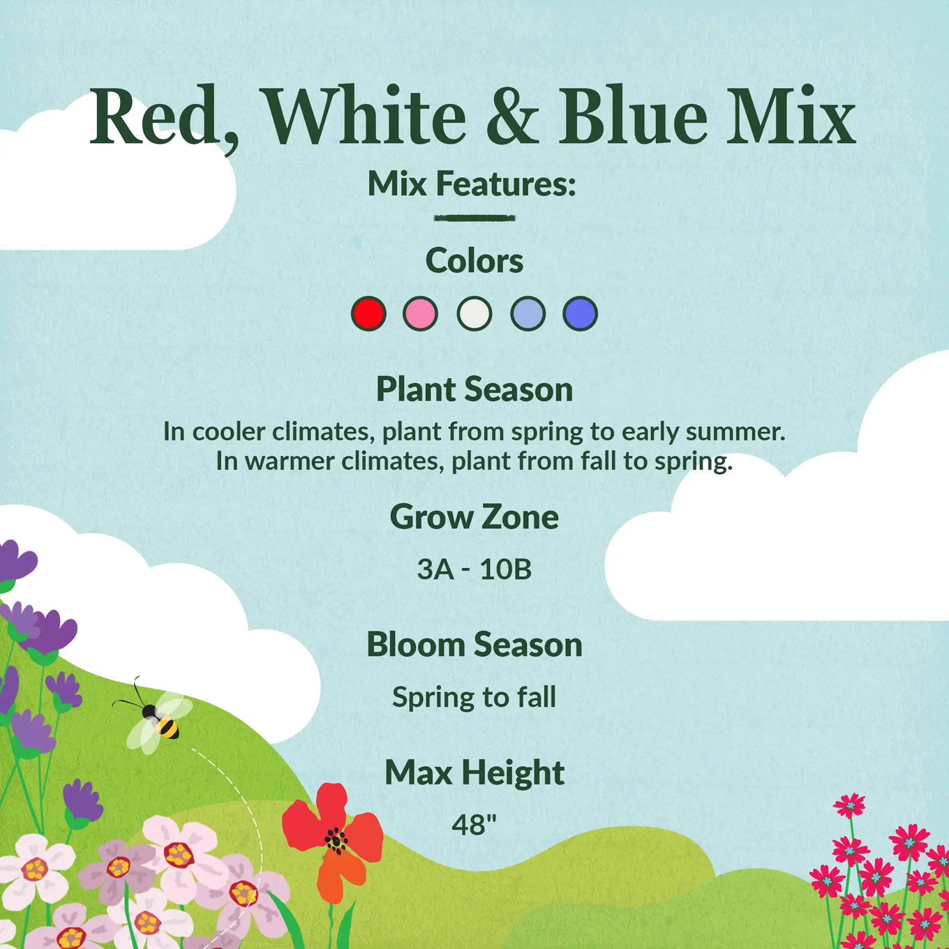 red white and blue flower seeds Ferry-Morse Red, White & Blue Mix Bulk Flower Seeds, 1lb