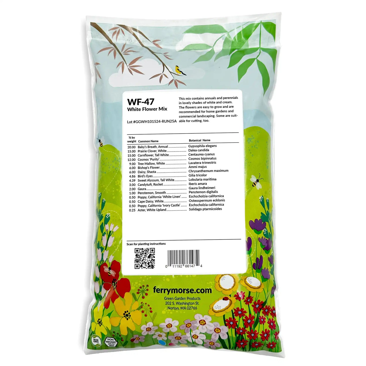 White Mix Bulk Flower Seeds, 1lb