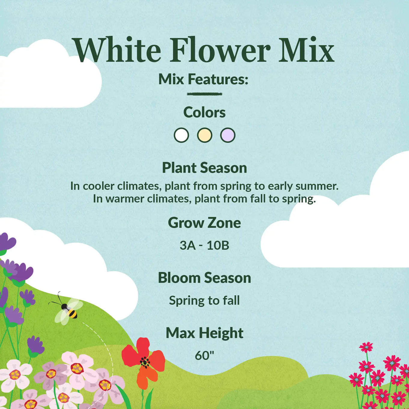 bulk flower seeds online White Mix Bulk Flower Seeds, 1lb