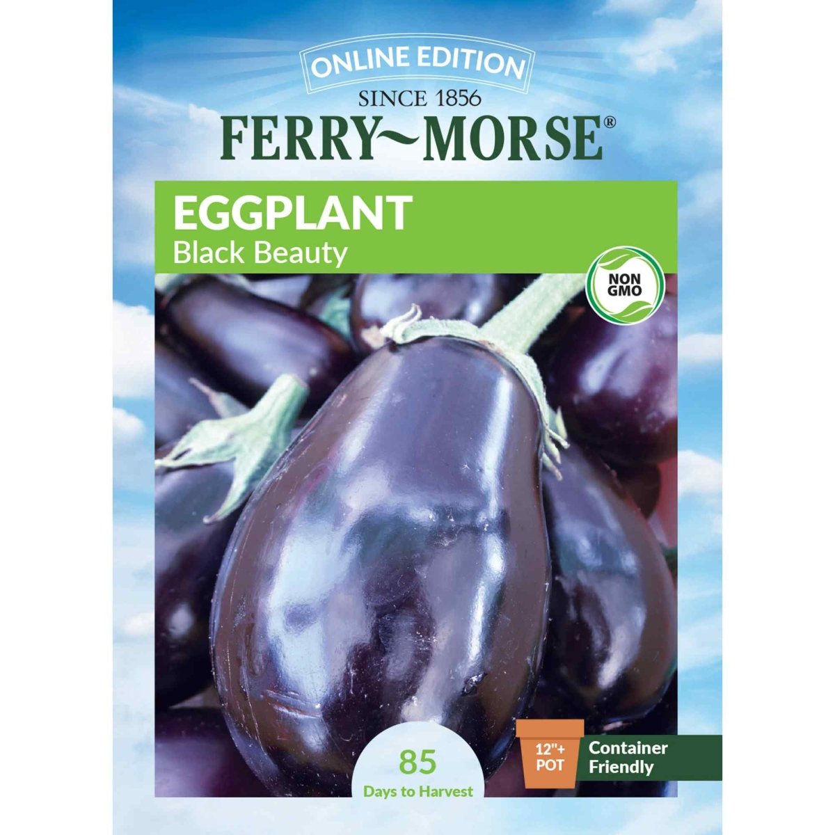 Eggplant, Black Beauty Heirloom Seeds, 400mg - Ferry - Morse