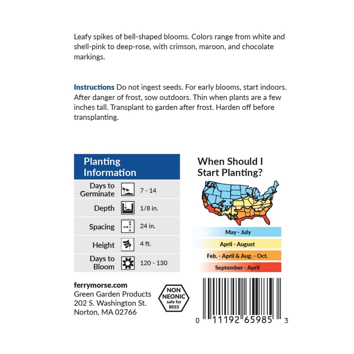 Foxglove, Mixed Colors Seeds, 400mg - Ferry - Morse