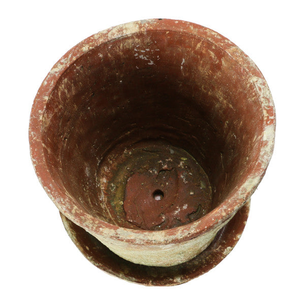 Large Round Terracotta Cement Planter with Saucer