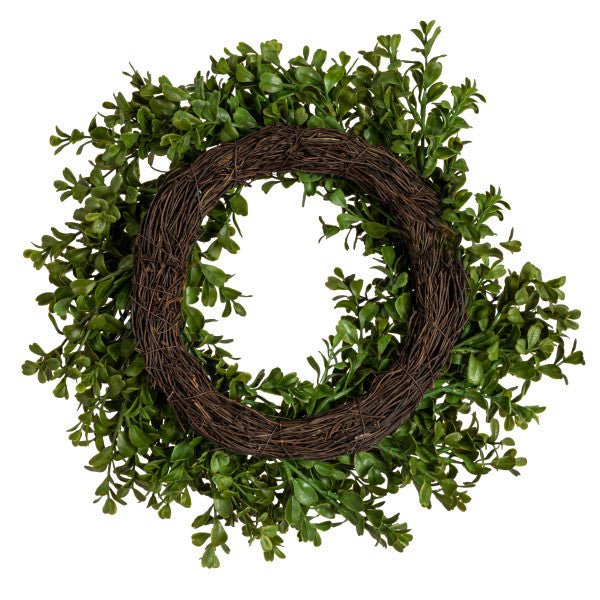 Green Faux Boxwood Wreath (13" Diameter) - Ferry - Morse
