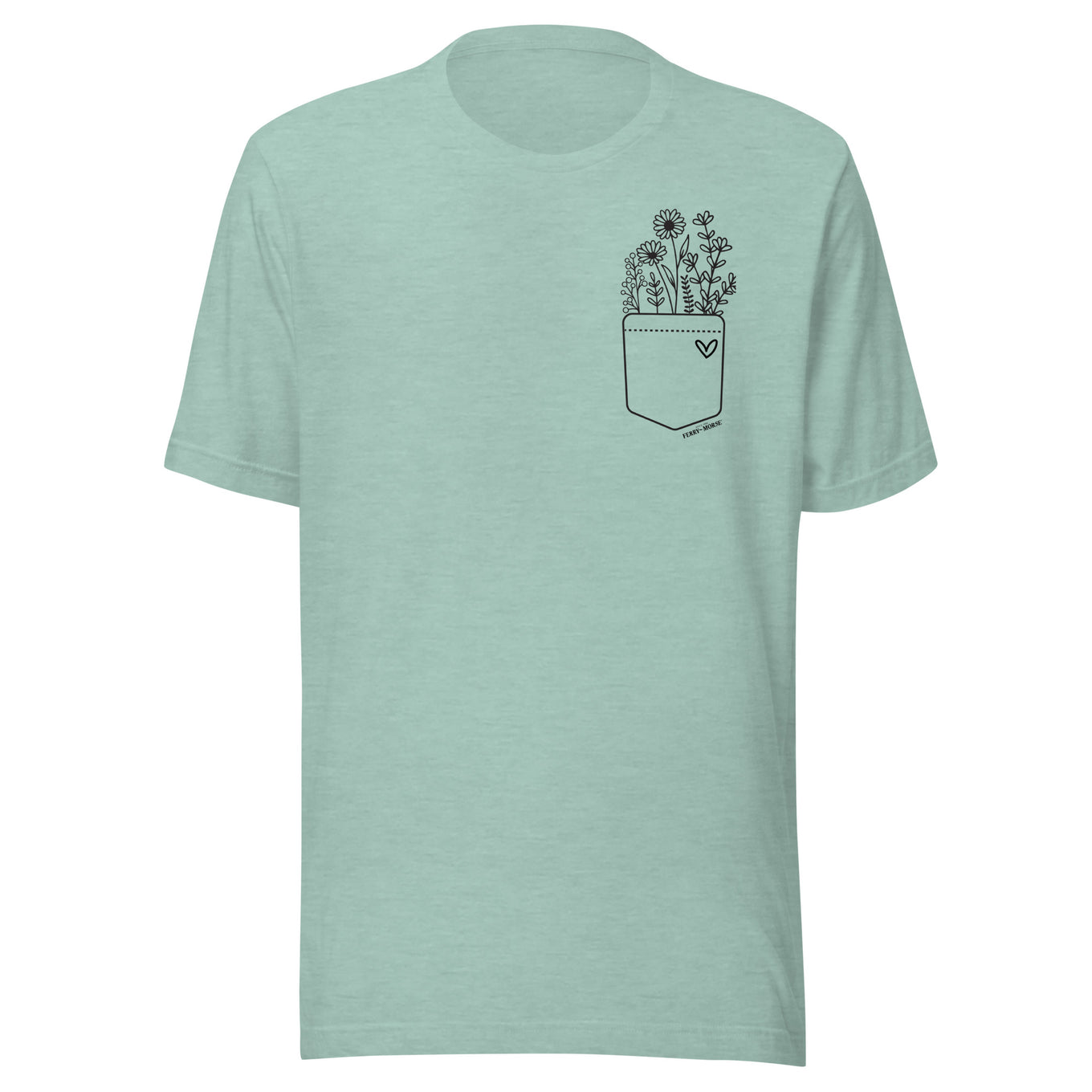 Light Blue t-shirt with a pocket design on a white background