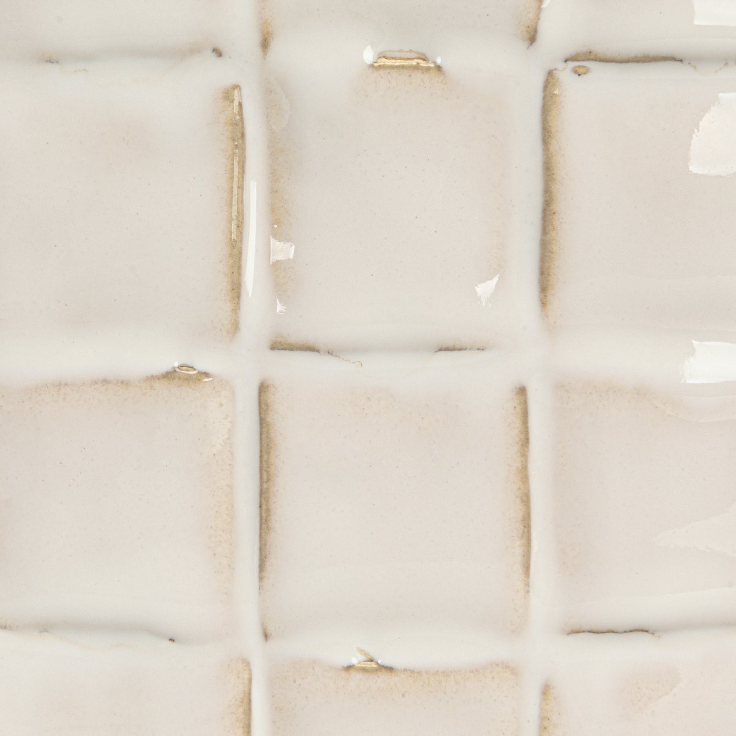 White Stoneware Planter with Debossed Woven Grid Pattern