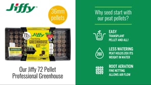 Jiffy Seed Starting Kit, 72 Cell 36mm Peat Pellets with Bonus