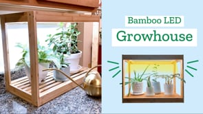 Bamboo LED Growhouse. The perfect size! Fits our seed starting trays as well as your light-loving houseplants! DC adapter with timer and 2-prong plug included. Lacquered bamboo provides a long-lasting & durable finish. Fits in seamlessly with any decor. Has 2 LED light strips with over 50000 hours of bulb life each! Full spectrum color mimics natural sunlight & encourages overall plant health