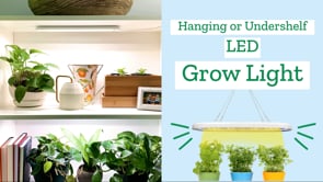 Hanging or undershelf LED grow light 2 options for install! Adhere to the underside of a shelf or hang by the hanger. Timer with 3 timer intervals & 4 light intensity settings! Has over 100 LED lights with over 50000 hours of bulb life! Place anywhere your plants need extra light