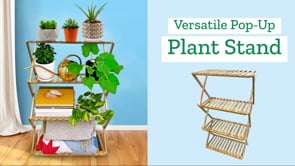 The perfect size! Fits our seed starting trays, heat mats & grow lights. Collapses to stow away when not in use. Lacquered bamboo provides a long-lasting & durable finish. Fits seamlessly with any decor! Sturdy shelves that pop up and lock in place. Over 3' tall and 12" deep, perfect for spall spaces + balconies. Set up takes seconds! No tools required. 