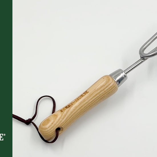 Premium garden cultivator. Durable, 2-inch tines easily aerate & weed soil. Solid wood handle & stainless-steel tines.