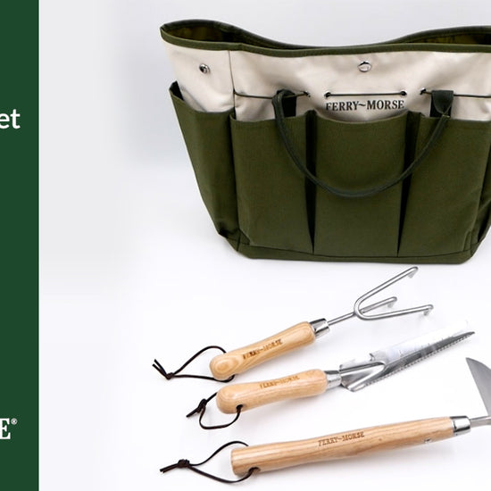 Premium hand tools & tote. High-quality, water-resistant tote with 8 deep pockets. Premium 5-in-1 stainless-steel multi-weeder. Premium garden cultivator. Premium garden hand razor hoe. The perfect gift for any gardener. 