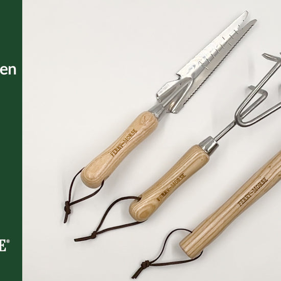 Premium 3-piece garden tool set. Premium 5-in-1 stainless-steel multi-weeder. Premium garden cultivator. Premium garden hand razor hoe. 