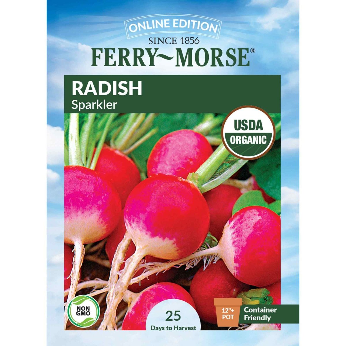 Radish, Sparkler Organic Seeds, 2.6g - Ferry - Morse