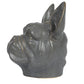 Stoneware French Bulldog Head Vase with Reactive Glaze, Grey