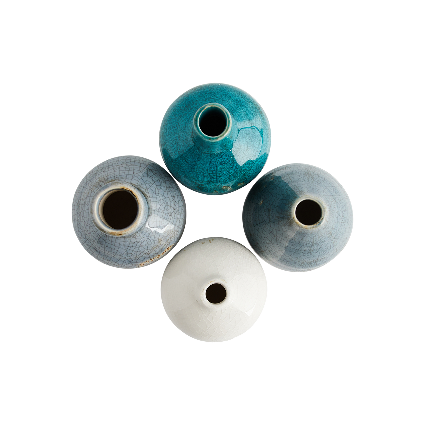 Blue & Ivory Terracotta Vases (Set of 4 Sizes)
